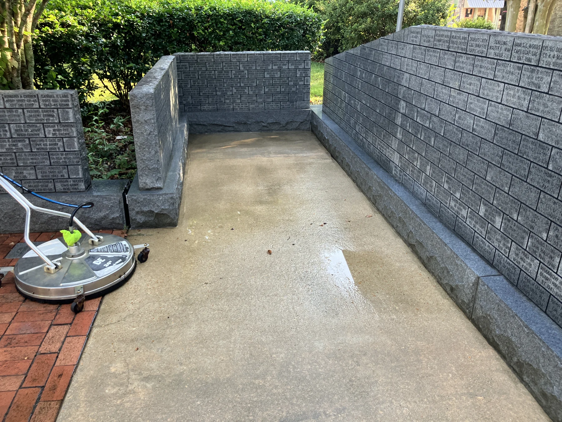 Surface cleaning equipment on a concrete walkway